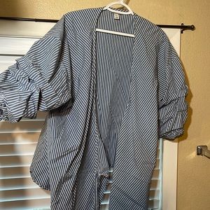blue stripped wrap shirt